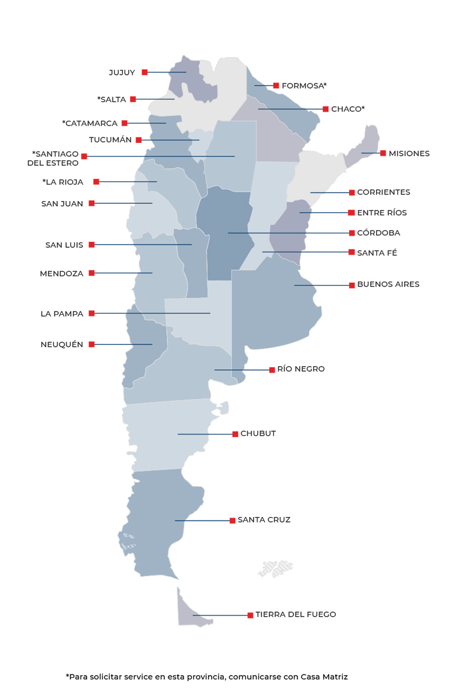 Mapa de servicio técnico ROWA